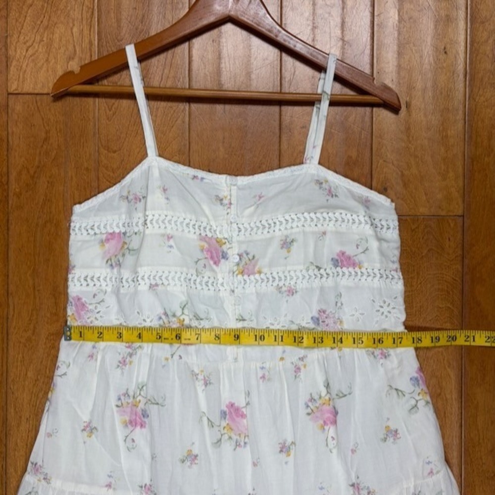 Womens Cottage Floral Maxi Dress Size M Garden Party Ethereal Fairy Tiered Lace - Picture 9 of 12
